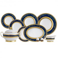 Фарфор Royal Gold - Набір для Вечері на 12 Персон Кобальт (43 предмети) 
