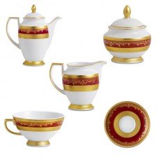 Фарфор Royal Gold - Кавовий Набір 12 Персон Бордо (27 предметів)