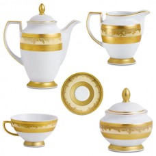 Фарфор Royal Gold - Кавовийй Набір (6 Персон) Кремовий (15 предметів) 