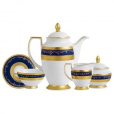 Фарфор Royal Gold - Кавовий Набір (6 Персон) Кобальт (15 предметів) 