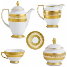 Фарфор Royal Gold - Кавовий Набір (12 Персон) Кремовий (27 предметів)